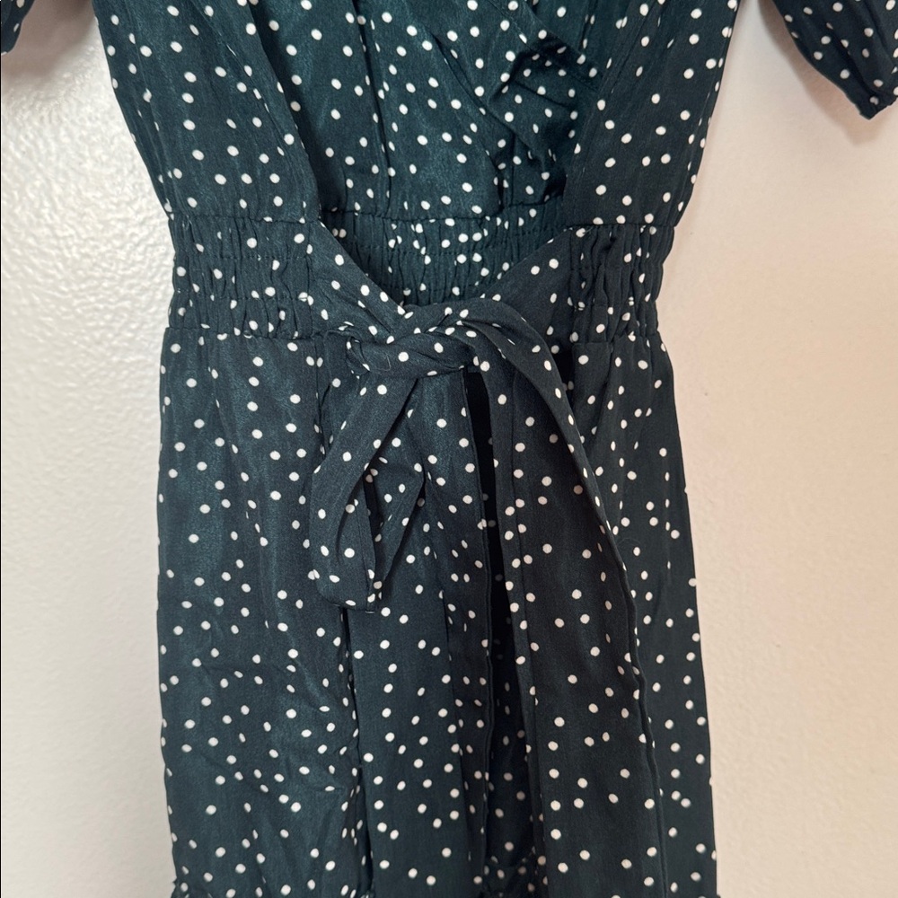 NWT Ouges Elegant Dark Green Polka Dot Wrap Dress… - image 3
